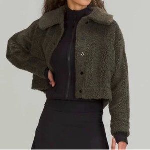 Lululemon Cropped Teddy Jacket Olive Green